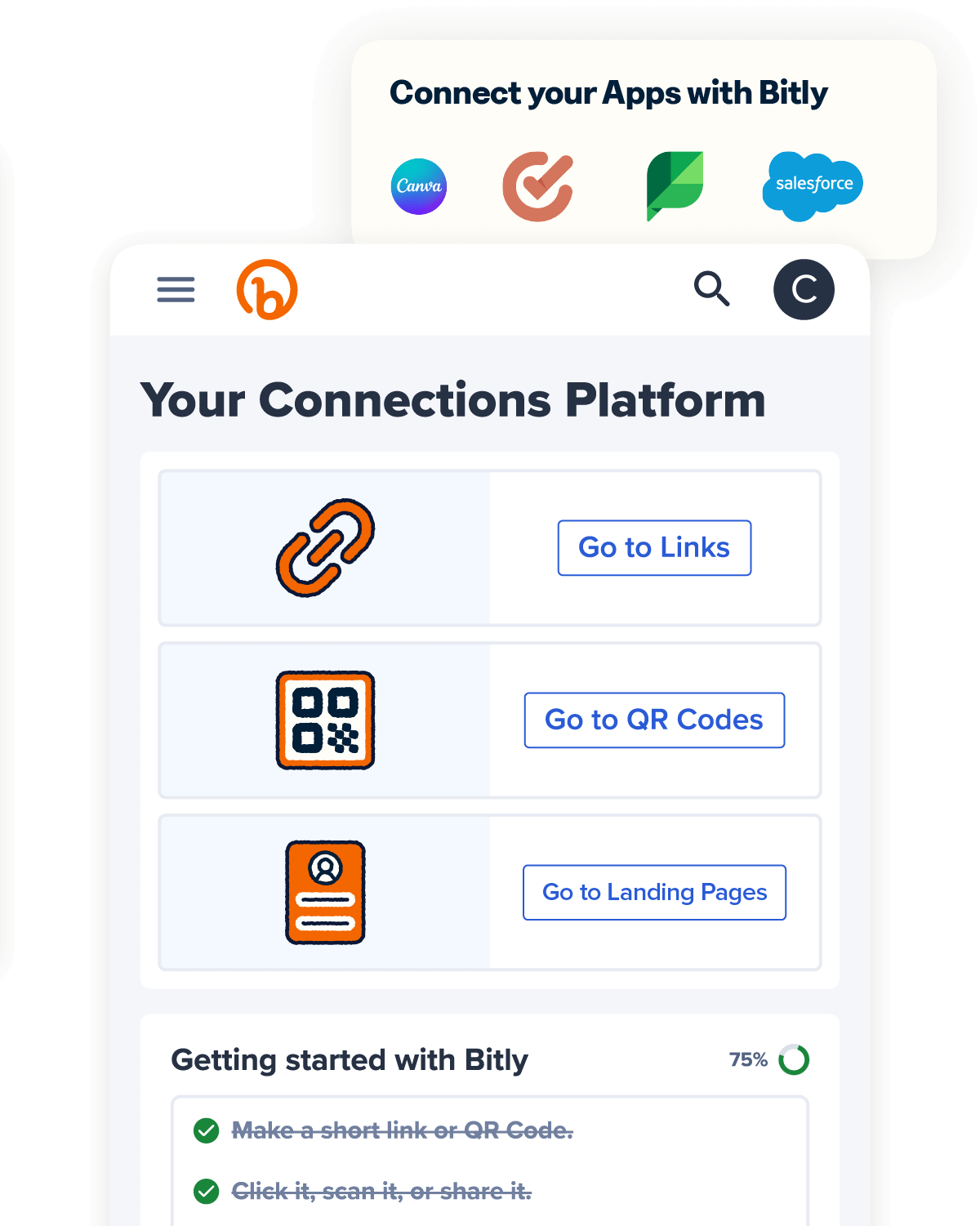 Bitly connections platform UI